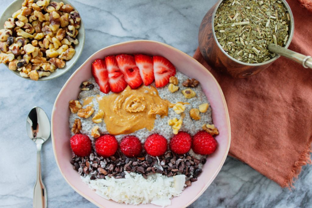 healthy oatmeal with fruit and nuts